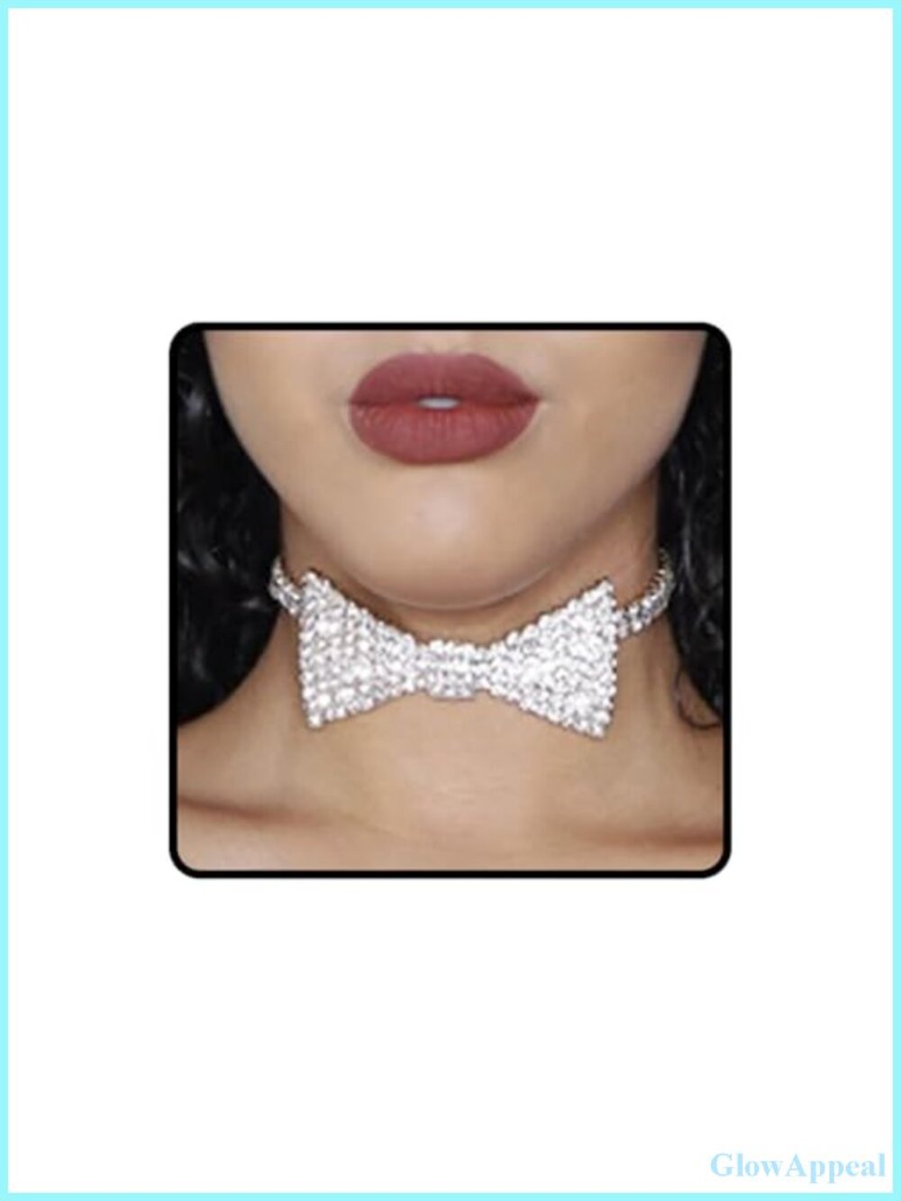 Rhinestone Bow Tie Choker Necklace Women Crystal Statement Jewelry